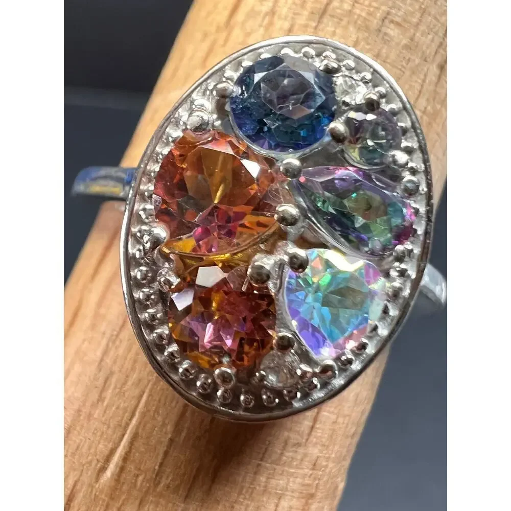 NEW cosmic mystic topaz ring in sterling silver size 8